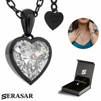 SERASAR, Srebrny naszyjnik dla kobiet „Love” ze złoceniem 18k, Kolor czarny, W zestawie pudełko prezentowe, Prezent urodzinowy lub walentynkowy dla niej
