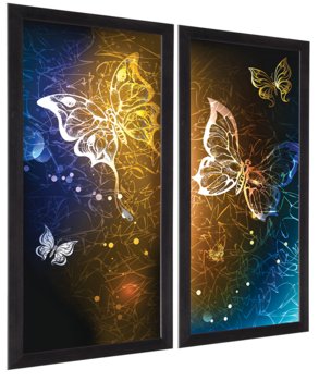 Seria dwóch obrazów, w czarnej ramie o wymiarach 20x50 cm - Butterfly - Postergaleria