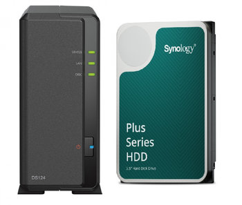 Serwer plików Synology DS124 1-bay, 1 x Dysk Synology HAT3300-4T 4TB 256MB 5400 obr./min Bundle - Synology