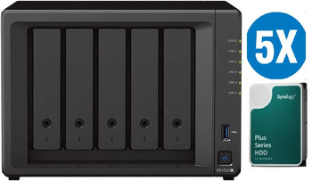 Serwer plików Synology DS1522+ 5-bay, AMD Ryzen R1600 2-core 2.6/3,1 GHz, 8 GB DDR4 ECC, 5x x Dysk Synology HAT3300-4T 4TB Bundle - Synology
