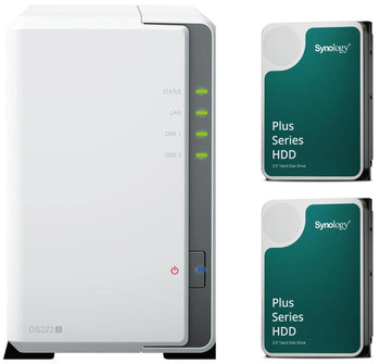 Serwer plików Synology DS223j 2-bay, 2 x Dysk Synology HAT3300-4T 4TB 256MB 5400 obr./min Bundle - Synology