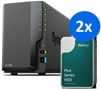 Serwer plików Synology DS224+ 2-bay, 2 x Dysk Synology HAT3310-8T 8TB 256MB 5400 obr./min Bundle - Synology