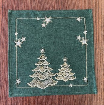 Serwetka bożonarodzeniowa, 40x40, Święta, zielona z haftem, OS-274-D - Dekorart