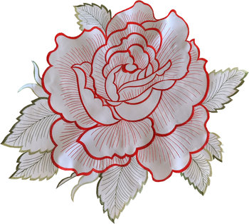 Serwetka dekoracyjna, 30cm, biała z czerwona różą, OHF01-1 - Dekorart