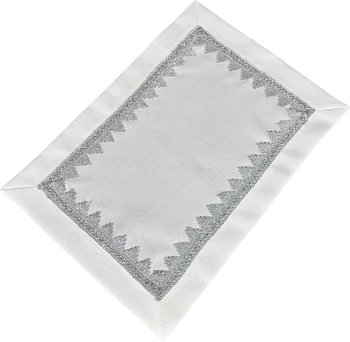 Serwetka dekoracyjna, 35x50, biała z błyszczącą nitką i aplikacją, OH-253-B - Dekorart
