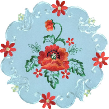 Serwetka z haftem, 20cm, szara w kwiaty, OH-246-C - Dekorart