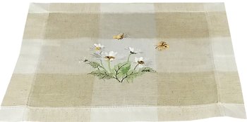 Serwetka z haftem, 40x40, beżowa w kwiaty, OH-241-A - Dekorart