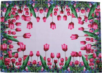 Serwetka z nadrukiem, 32x45, różowa w kwiaty, OHA-003-A - Dekorart