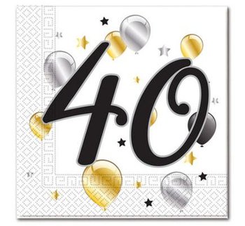 Serwetki, 40 urodziny Balloons, 33 cm, 20 sztuk - Procos