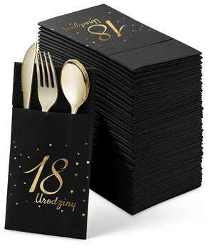 Serwetki kieszonki na sztućce czarne "18" 12 szt. - somgo