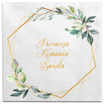 Serwetki Komunijne Pierwsza Komunia Święta listki Eukaliptus heksagon Boho - Inna marka
