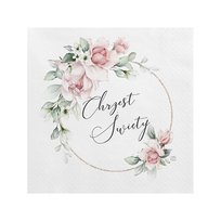 Serwetki na Chrzest papierowe Różowe Kwiaty 33x33cm 20szt