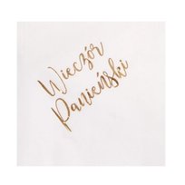 Serwetki na panieński złoty napis, 33x33cm, 20szt, białe