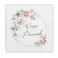 Serwetki na wieczór panieński Różowe Kwiaty 33x33cm 20szt
