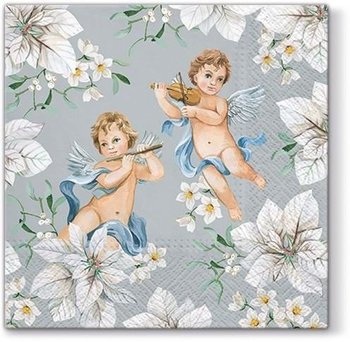 Serwetki papierowe, Angels In Flowers, srebrne, 20 sztuk - PAW