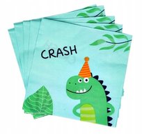 SERWETKI PAPIEROWE dekoracje urodzinowe NA STÓŁ kolorowe DINOZAUR 12szt