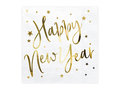 Serwetki papierowe, Happy New Year, białe, 20 sztuk - PartyDeco