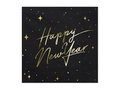 Serwetki papierowe, Happy New Year, czarne, 20 sztuk - PartyDeco
