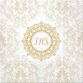 Serwetki papierowe IHS komunia ornament złota - Paw Decor Collection