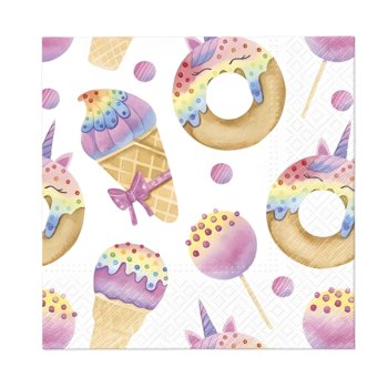 Serwetki papierowe kolorowe Donuty słodkości 33cm 20szt - ABC