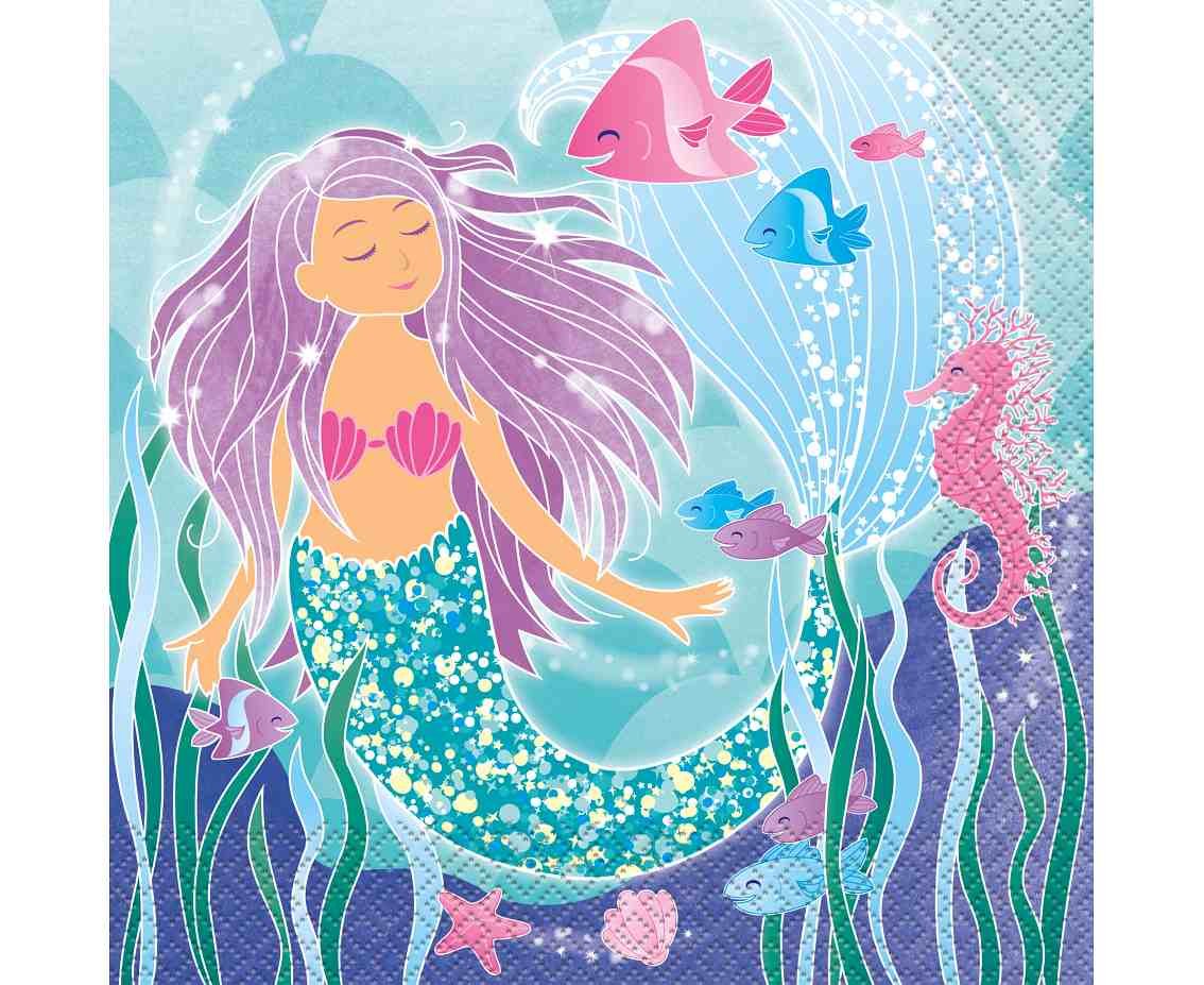 Unique Party Serwetki papierowe 'Mermaid' (syrenka), 16 szt.