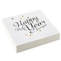 Serwetki papierowe na sylwestra białe Happy New Year - Amscan