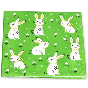 Serwetki papierowe zajączki na polu zielone królik - PAW