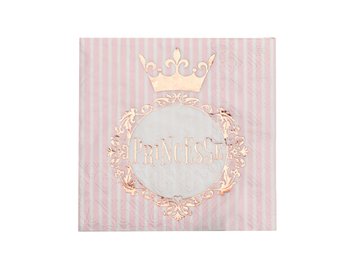 Serwetki urodzinowe Princesse z różowo złotą koroną - 25 cm - 20 szt. - SANTEX