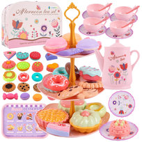 Serwis Kawowy Dla Dzieci 38 Elem. – Filiżanki, Czajnik, Taca | Walizka z Akcesoriami do Zabawy | Zestaw do Herbatki dla dzieci