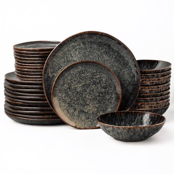 Serwis Obiadowy Na 12 Osób Nowoczesny Do Zmywarki Komplet Talerze Żółto-zielony Kasai - Inny producent