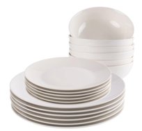 SERWIS OBIADOWY PORCELANOWY KOMPLET 18 TALERZY ZASTAWA NA 6 OSÓB KREMOWY Inna marka