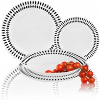 Serwis talerzy zestaw komplet OBIADOWY 18 el 6 osób zdobiony ze wzorem