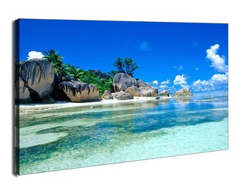 Seszele, plaża - obraz na płótnie 70x50 cm - Galeria Plakatu