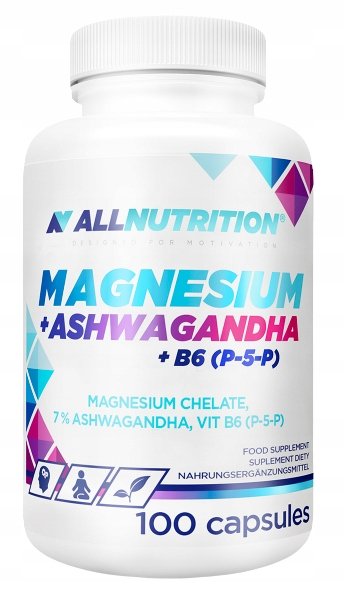 Фото - Вітаміни й мінерали AllNutrition Suplement diety, Sfd  Magnez + Ashwagandha + B6 100 Kap 