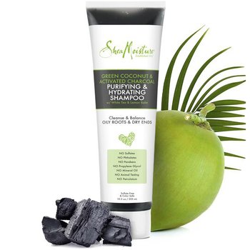 Shea Moisture Green Coconut & Activated Charcoal Purifying & Hydrating Shampoo, Szampon do włosów, 266ml - Shea Moisture