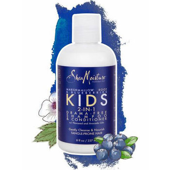 Shea Moisture Kids Marshmallow Root & Blueberries 2-in-1 Drama-Free Shampoo & Conditioner, Szampon i odżywka do włosów, 237ml - Shea Moisture