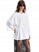 SHEIN BIAŁA BAWEŁNIANA BLUZKA OVERSIZE Z KRÓTKIM RĘKAWEM L 1JC Shein