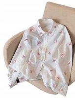 SHEIN BIAŁA KOSZULA Z RÓŻOWYMI HAFTAMI I KOŁNIERZYKIEM S 21KD Shein
