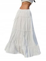 SHEIN BIAŁA SPÓDNICA MIDI Z FALBANAMI I WIĄZANIEM W PASIE 34 11GB Shein