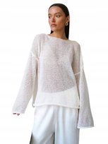 SHEIN BIAŁY SWETER Z LUŹNYMI RĘKAWAMI I GŁADKIM WYKOŃCZENIEM L 1JB Shein