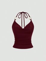 SHEIN BORDOWY TOP NA RAMIĄCZKACH Z GŁADKIEGO MATERIAŁU CASUAL S 1MA Shein