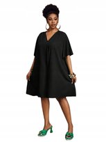 SHEIN CZARNA SUKIENKA PLUS SIZE Z DEKOLTEM V I KRÓTKIM RĘKAWEM 46 1JA Shein