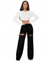 SHEIN CZARNE JEANSY DAMSKIE Z PRZETARCIAMI I DŁUGIE 36 11KB Shein