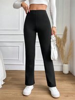SHEIN CZARNE LEGGINSY DZWONY Z WYSOKIM STANEM GŁADKIE XS 1LA Shein