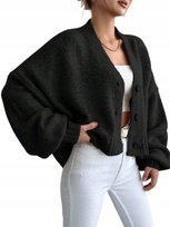 SHEIN CZARNY LUŹNY KRÓTKI SWETER ZE STOJKĄ I ŻEBROWANIEM M 11KA Shein