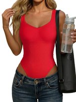 SHEIN CZERWONE GŁADKIE BODY NA SZEROKICH RAMIĄCZKACH M 1LA Shein
