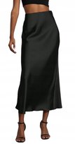 SHEIN DAMSKA SPÓDNICA CZARNA MIDI SATYNOWA ELEGANCKA S 1_A Shein