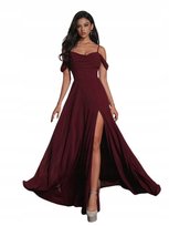 SHEIN DAMSKA SUKIENKA WIECZOROWA BORDOWA MAXI Z ROZCIĘCIEM 36 11DB Shein