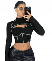 Shein Damski Czarny Top Dopasowany Klasyczny S Łyl Shein