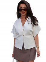 SHEIN DAMSKI KARDIGAN BEŻOWY Z KRÓTKIM RĘKAWEM S 11EA Shein